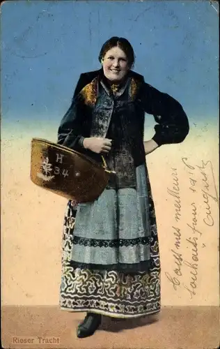 Ak Frau in Rieser Tracht