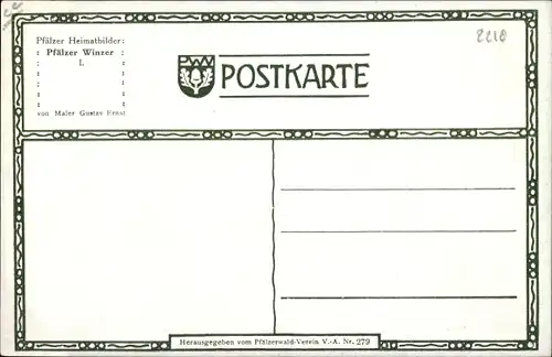 Künstler Ak Ernst, G., Pfälzer Winzer, Mann trinkt Wein, Portrait