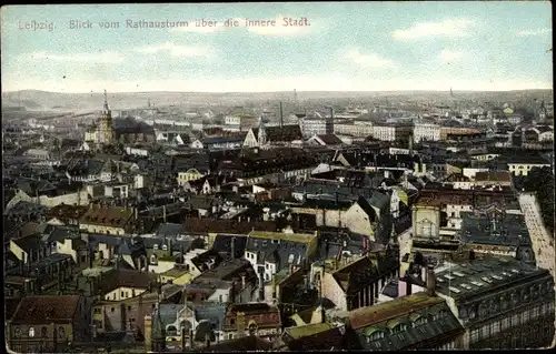 Ak Leipzig in Sachsen, Blick vom Rathausturm über die innere Stadt
