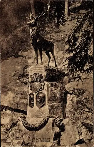 Ak Stolberg im Harz, Hirsch-Denkmal