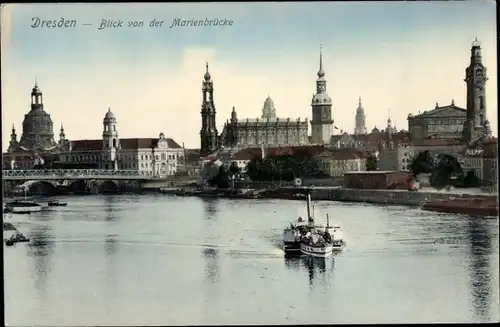 Ak Dresden Altstadt, Blick von der Marienbrücke