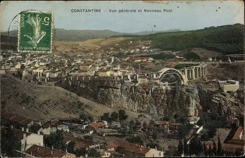 Ak Constantine Algerien, Vue generale et Nouveau Pont