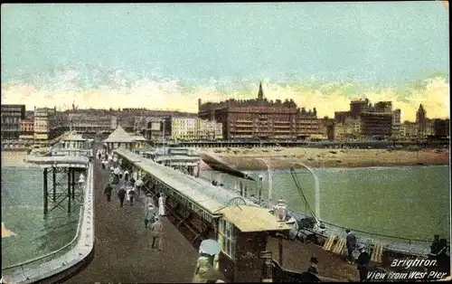 Ak Brighton East Sussex England, View from West Pier