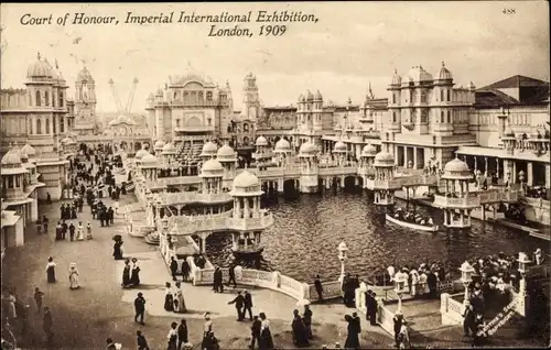 Ak London City England, Court of Honour, Imperial International Exhibition, 1909