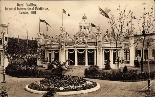 Ak London City England, Royal Pavilion, Imperial International Exhibition, 1909