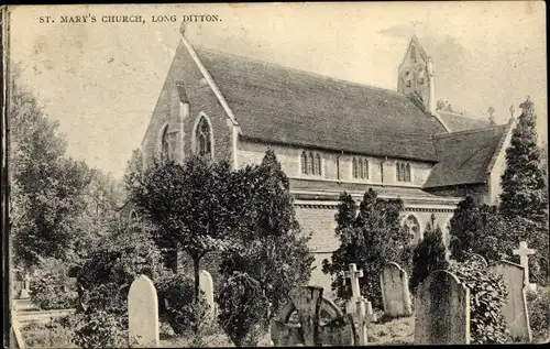 Ak Long Ditton Surrey Kingston upon Thames London England, St. Mary's Church