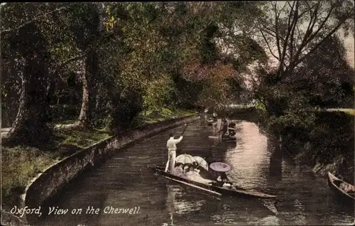 Ak Oxford Oxfordshire England, View on the Cherwell, Gondel