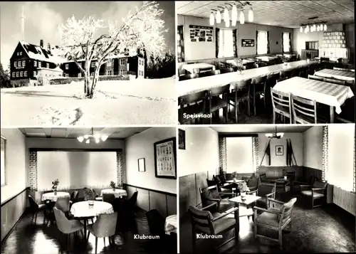 Ak Aschberg Klingenthal im Vogtland Sachsen, Jugendherberge Klement Gottwald, Inneres, Winter