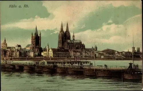 Ak Köln am Rhein, Panorama mit Dom