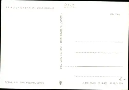 Ak Frauenstein im Erzgebirge, Burgruine, Ortsansicht