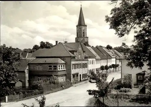 Ak Sayda im Erzgebirge, Straßenansicht, Kirche