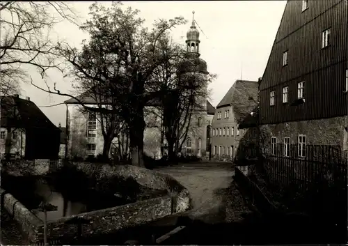 Ak Wolkenstein im Erzgebirge, Schlossteich mit Kirche