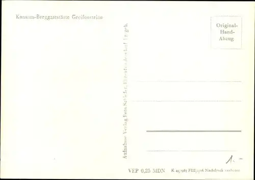 Ak Ehrenfriedersdorf im Erzgebirge, Konsum-Berggaststätte Greifensteine, Speisesaal, Wandbild