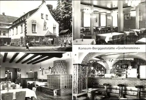 Ak Ehrenfriedersdorf im Erzgebirge, Konsum-Berggaststätte Greifensteine, Eis- und Milchbar, Tanzsaal