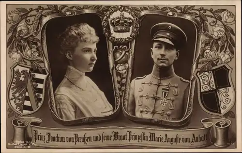 Ak Prinz Joachim von Preußen, Orden, Marie Auguste von Anhalt, Liersch 7507, Wappen