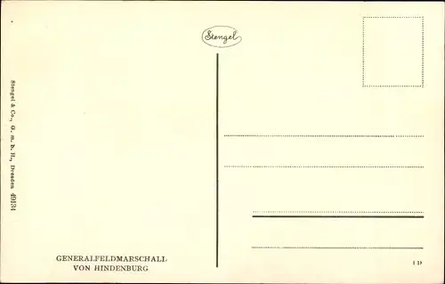 Ak Generalfeldmarschall Paul von Hindenburg, Portrait