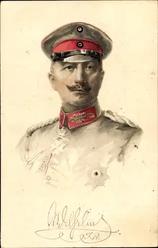 Ak Kaiser Wilhelm II., Portrait, Uniform, Schirmmütze