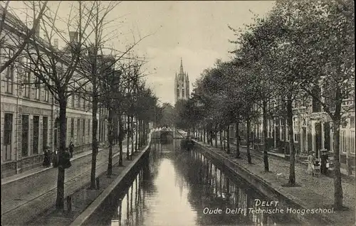 Ak Delft Südholland Niederlande, Oude Delft, Technische Hoogeschool