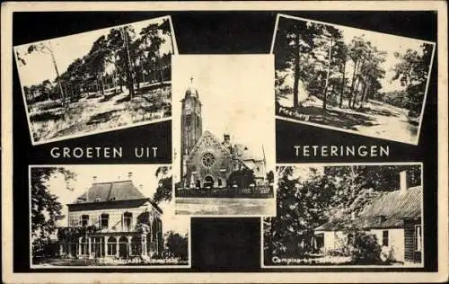 Ak Teteringen Nordbrabant, Meerberg, R. K. Kerk, Camping, Cadettenkamp