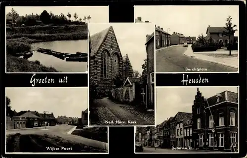 Ak Heusden Nordbrabant, Ned. Herv. Kerk, Burchtplein, Wijkse Poort