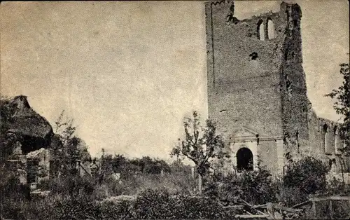 Ak Meeuwen Nordbrabant Niederlande, Verwoeste toren