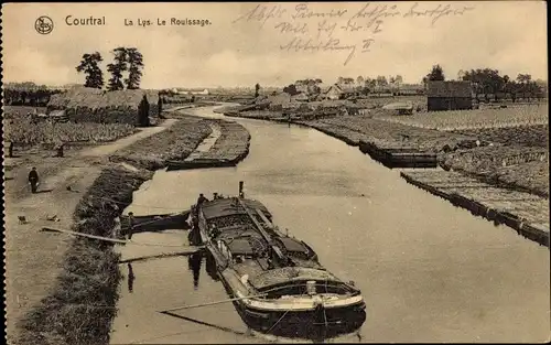 Ak Kortrijk Courtrai Westflandern, La Lys, Le rouissage