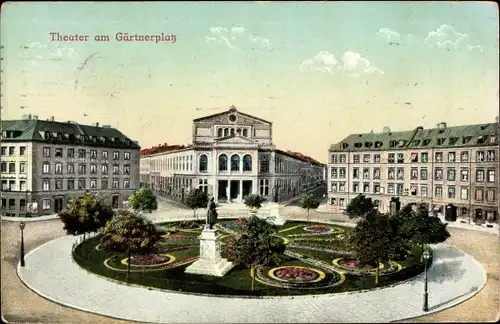 Ak München, Theater am Gärtnerplatz, Denkmal