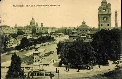 Ak München, Blick zum Müller'schen Volksbade
