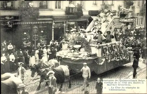 Ak Bruxelles Brüssel, 75e Anniversaire de l'Independance Belge, Chur du triomphe de l'Alimentation