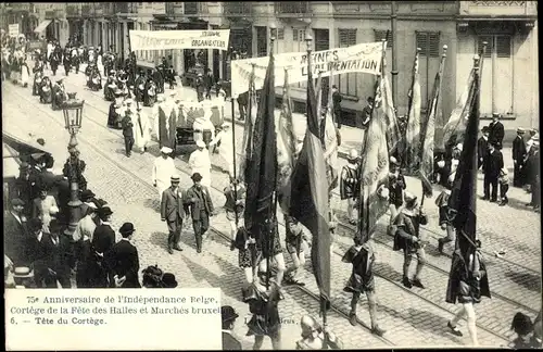 Ak Bruxelles Brüssel, 75e Anniversaire de l'Independance Belge, Tete du Cortege