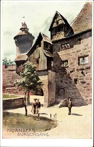 Künstler Ak Nürnberg in Mittelfranken Bayern, Burgeingang