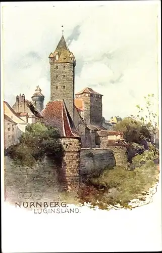 Künstler Ak Nürnberg, Burg, Luginsland