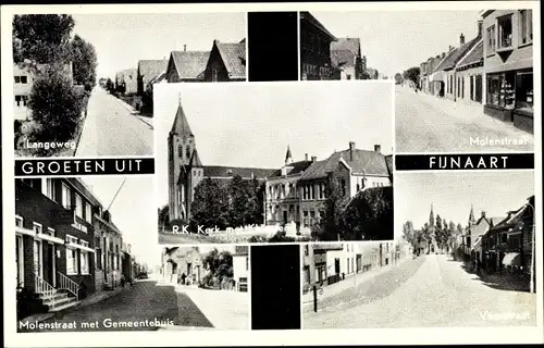 Ak Fijnaart Moerdijk Nordbrabant Niederlande, R. K. Kerk, Molenstraat, Gemeentehuis