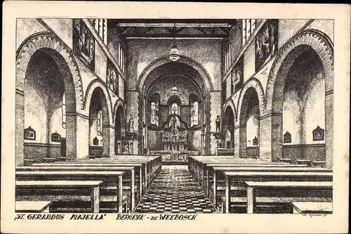 Ak Bergeijk Nordbrabant, St. Gerardus Majella, Weebosch, Kircheninneres