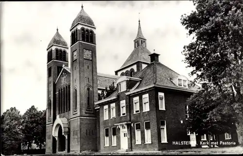 Ak Halsteren Nordbrabant, Kerk met Pastorie