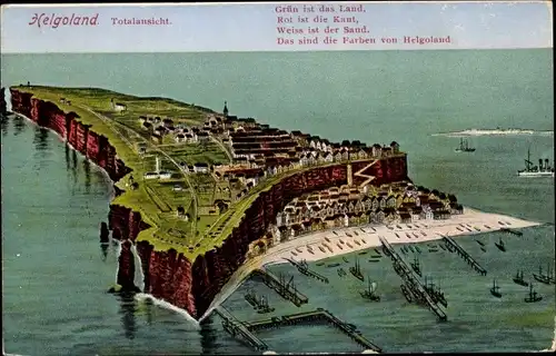 Ak Helgoland, Totalansicht der neuen Hafenanlage