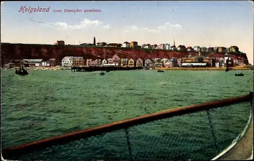 Ak Helgoland, Panorama von Dampfer aus gesehen