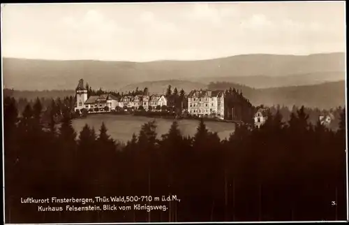 Ak Finsterbergen Friedrichroda Thüringen, Kurhaus Felsenstein, Blick vom Königsweg