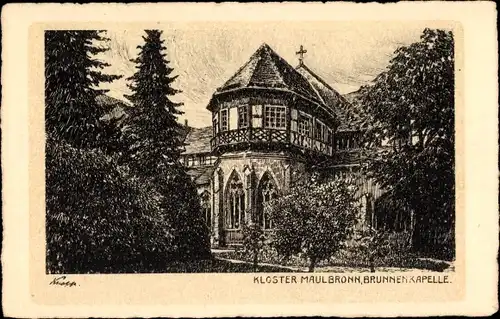 Künstler Ak Maulbronn im Schwarzwald, Kloster, Brunnenkapelle