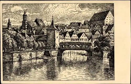 Künstler Ak Schmidt, Schwäbisch Hall, Sulfersteg