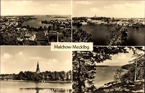 Ak Malchow in Mecklenburg, Blick zur Klosterkirche, Lenz am Plauer See, Panorama