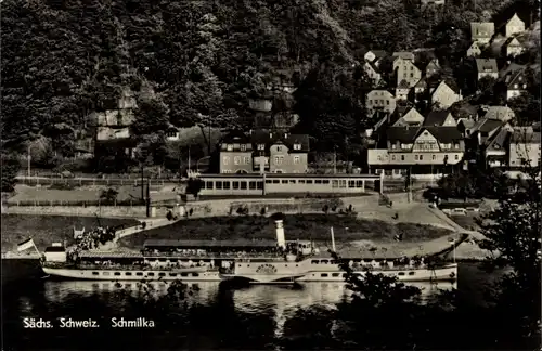 Ak Schmilka Bad Schandau Sächs. Schweiz, Salondampfer Dresden