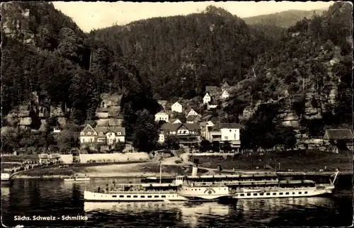 Ak Schmilka Bad Schandau Sächs. Schweiz, Elbdampfer Dresden