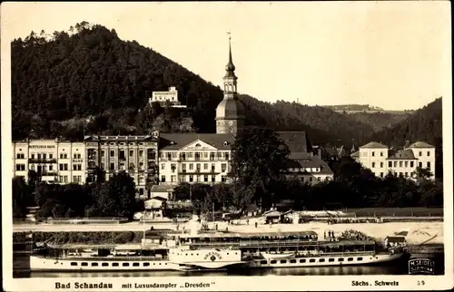 Ak Bad Schandau Sächsische Schweiz, Panorama, Luxusdampfer Dresden