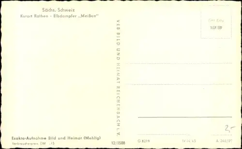 Ak Kurort Rathen Sächsische Schweiz, Elbdampfer Meißen