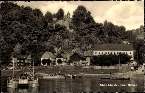 Ak Rathen an der Elbe Sächsische Schweiz, Elbfähre