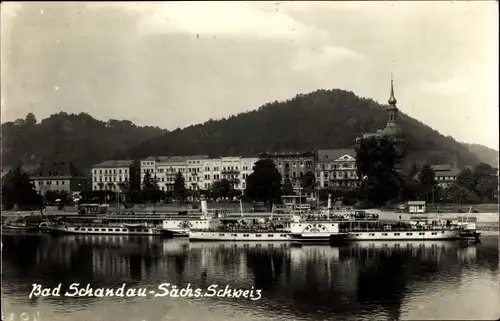 Foto Ak Bad Schandau Sächs. Schweiz, Elbdampfer Riesa und Leipzig