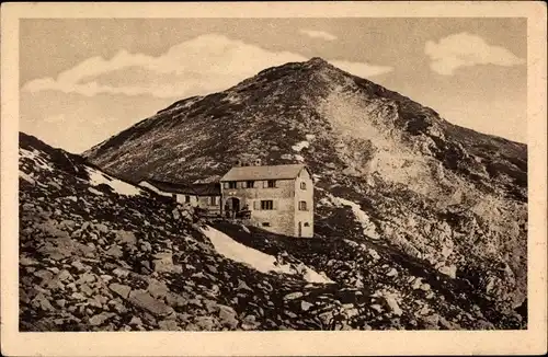 Ak Krün Oberbayern, Krottenkopfhütte, Risskopf, Panorama