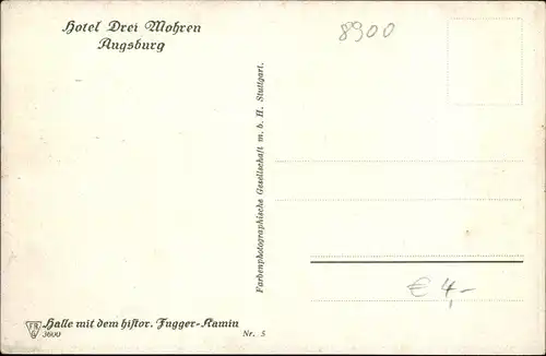 Ak Augsburg in Schwaben, Palasthotel Drei Mohren, Kamin