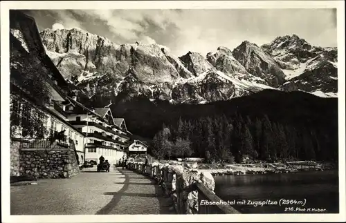 Ak Grainau in Oberbayern, Eibseehotel mit Zugspitze